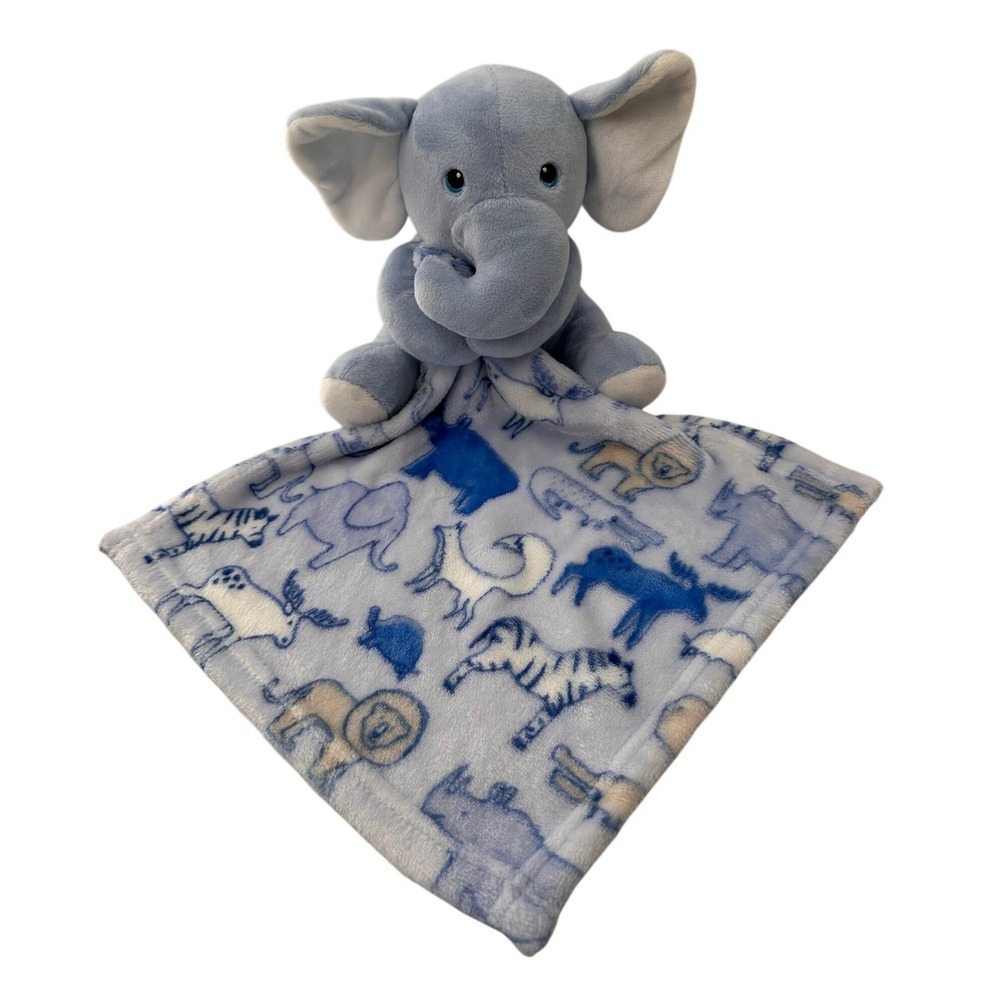 Little Beginnings Elephant Security Blanket Lovey Blue Safari Animal Plush 12in